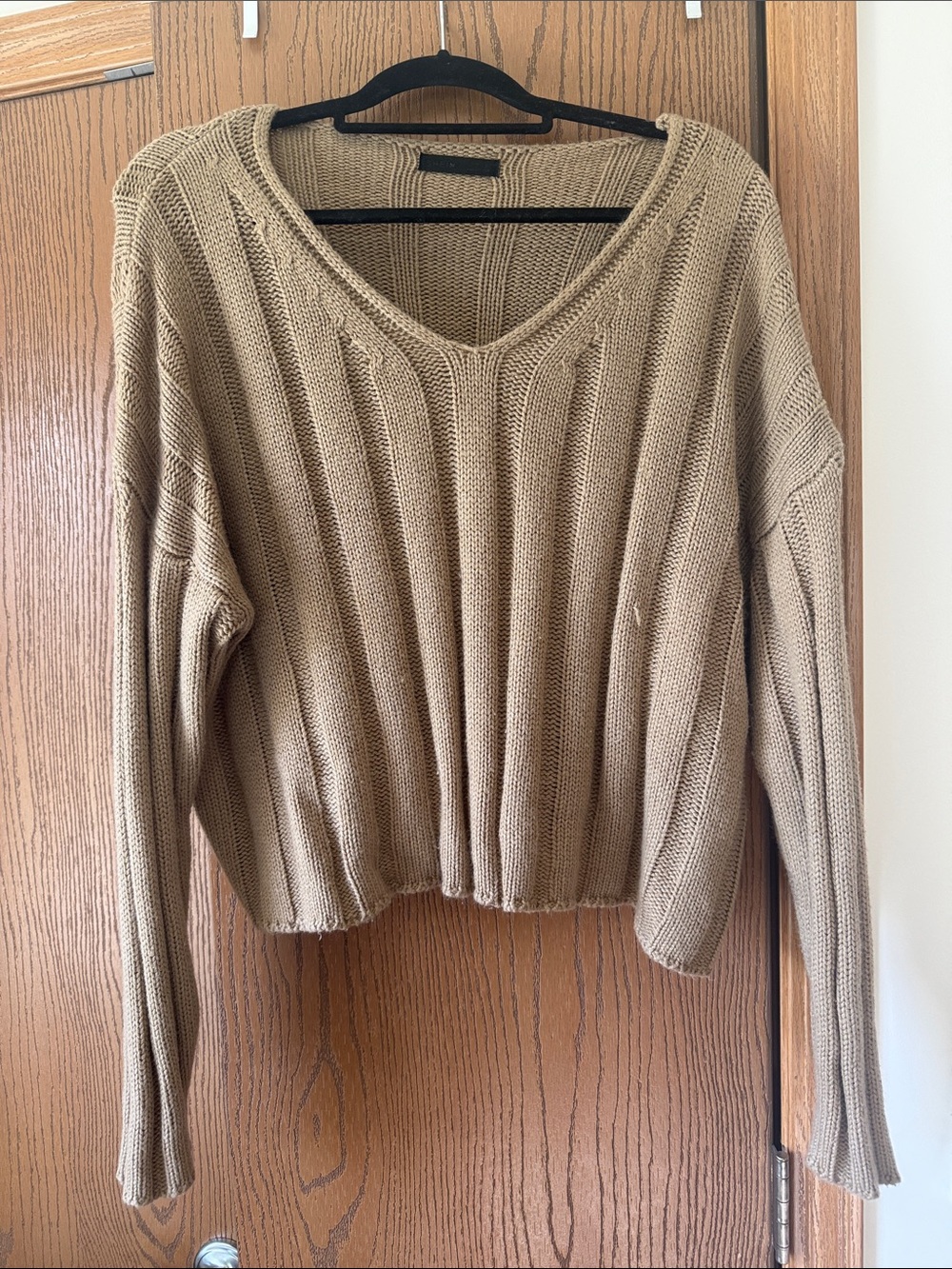 V-Neck Ribbed Knit Sweater